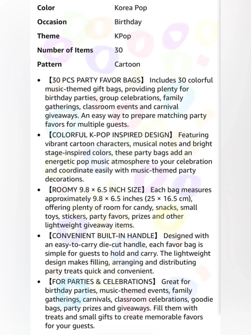 K-Pop Inspired Party Favor Bags, Music Gift Bags with Handles, Goodie Bags